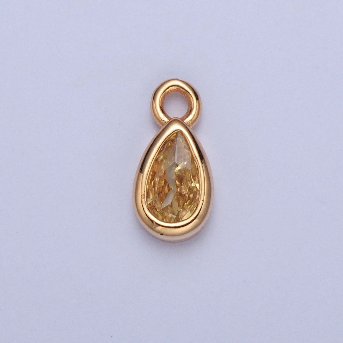 Tiny Gold Teardrop Charm, Micro Pave Tear Drop, Mini Geometric Charm Cubic Zirconia Charm CZ Bracelet Charm X-011-X-017