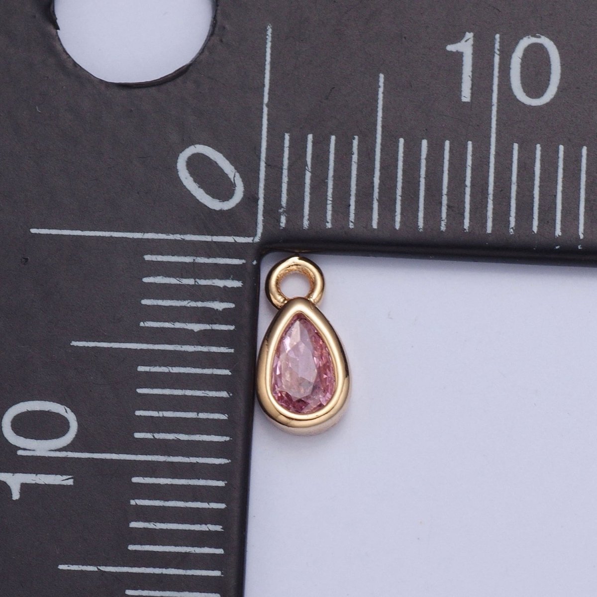 Tiny Gold Teardrop Charm, Micro Pave Tear Drop, Mini Geometric Charm Cubic Zirconia Charm CZ Bracelet Charm X-011-X-017