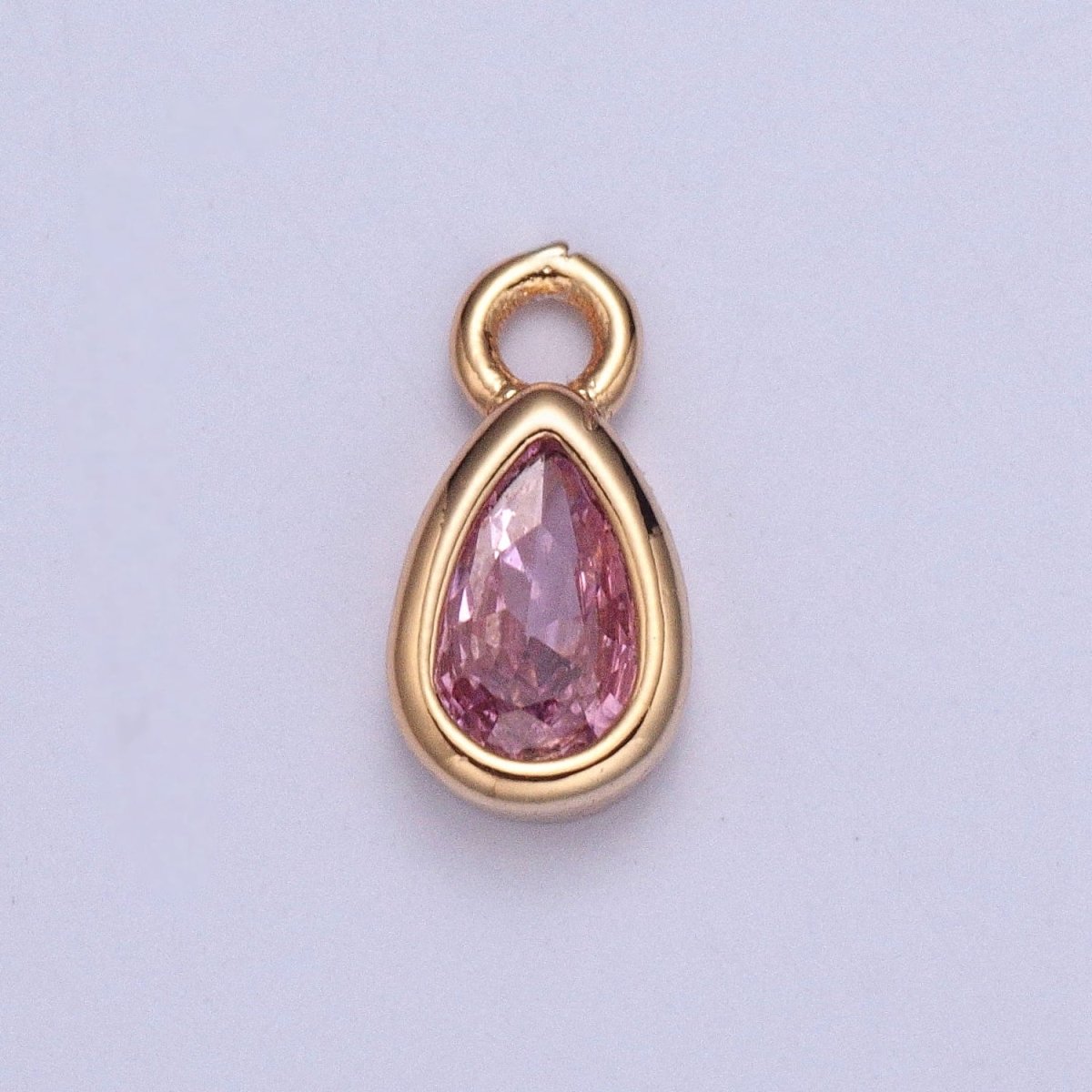 Tiny Gold Teardrop Charm, Micro Pave Tear Drop, Mini Geometric Charm Cubic Zirconia Charm CZ Bracelet Charm X-011-X-017
