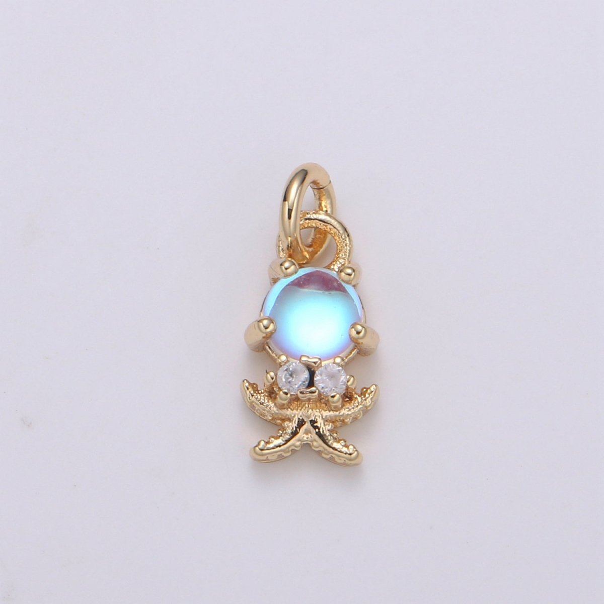 Tiny Golden Baby Crystal Jellyfish Charm CZ Ocean Sea Baby Animal Nature Charm Pendant GP-682 - DLUXCA