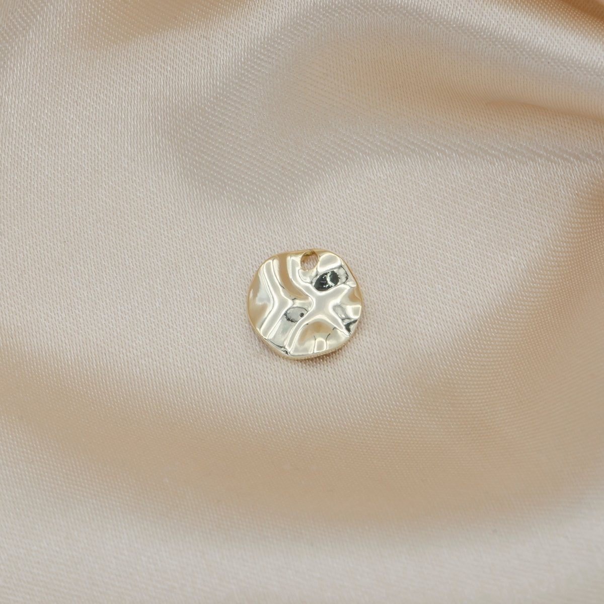 Tiny Golden Coin Charm, Mini Geometric Button Size Circle Coin Charm Pendant Jewelry Supply GP-313 - DLUXCA