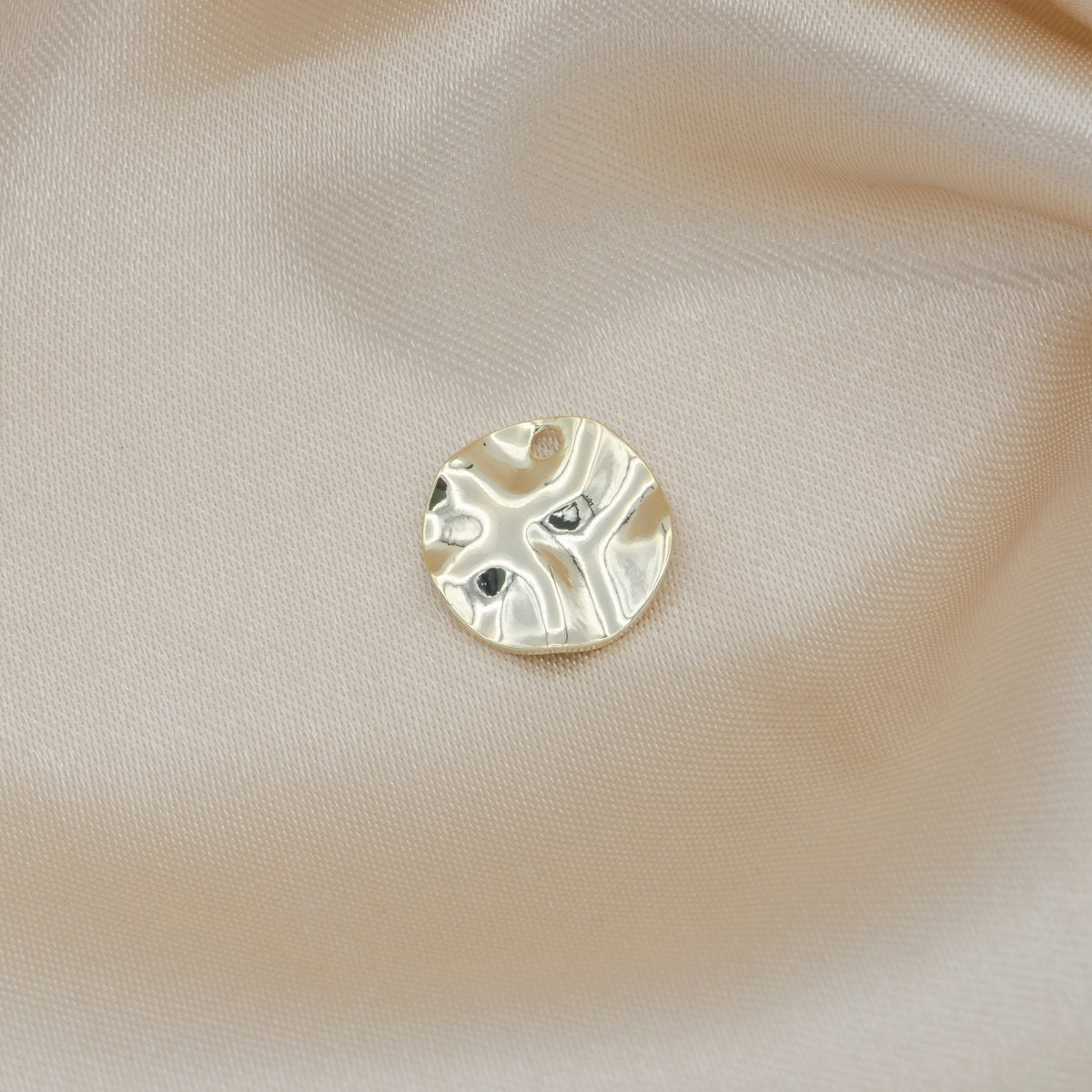 Tiny Golden Coin Charm, Mini Geometric Button Size Circle Coin Charm Pendant Jewelry Supply GP-314 - DLUXCA