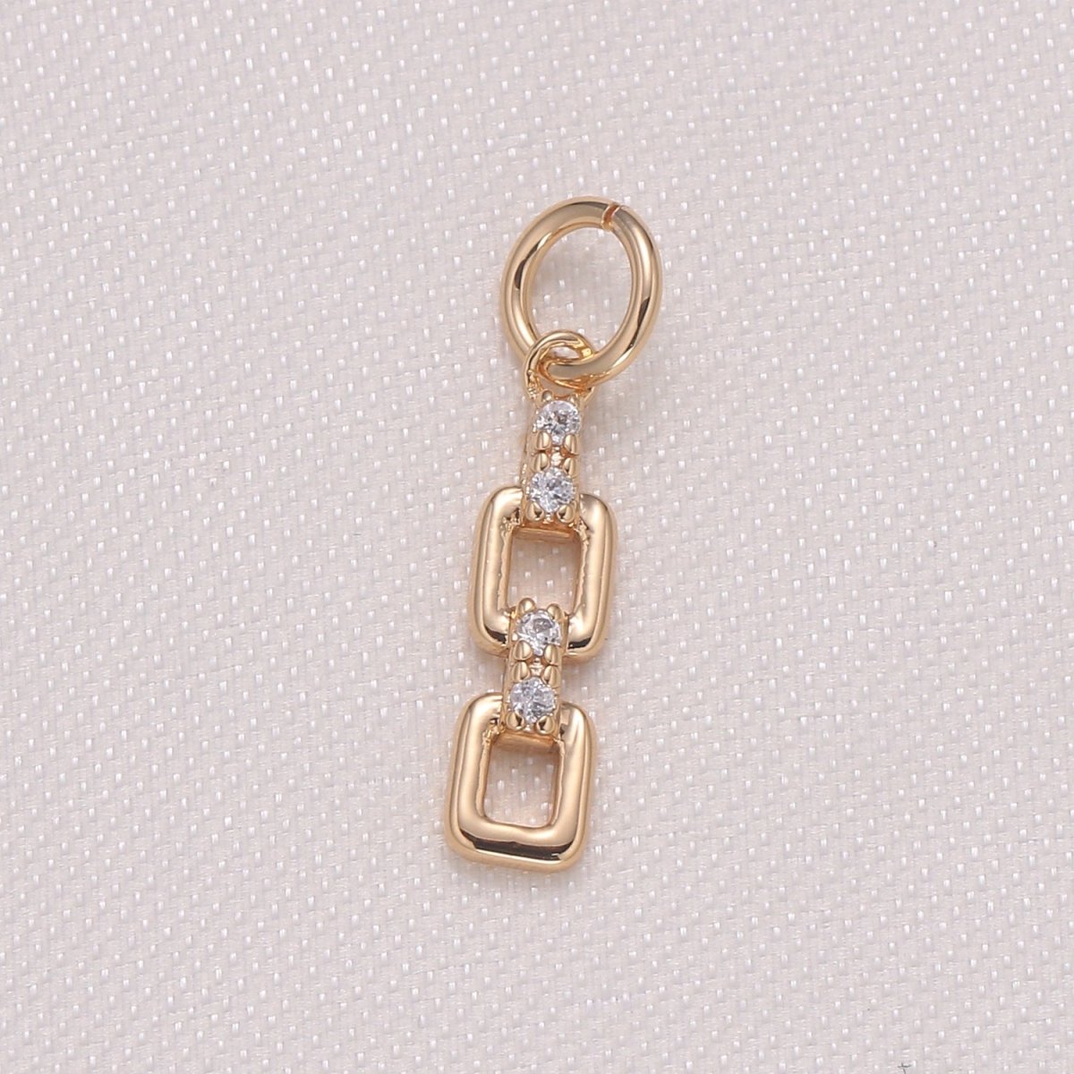 Tiny Golden Connected Chain Model Charm CZ Gold Plated Mini Chain Charm Pendant GP-969-GP-973