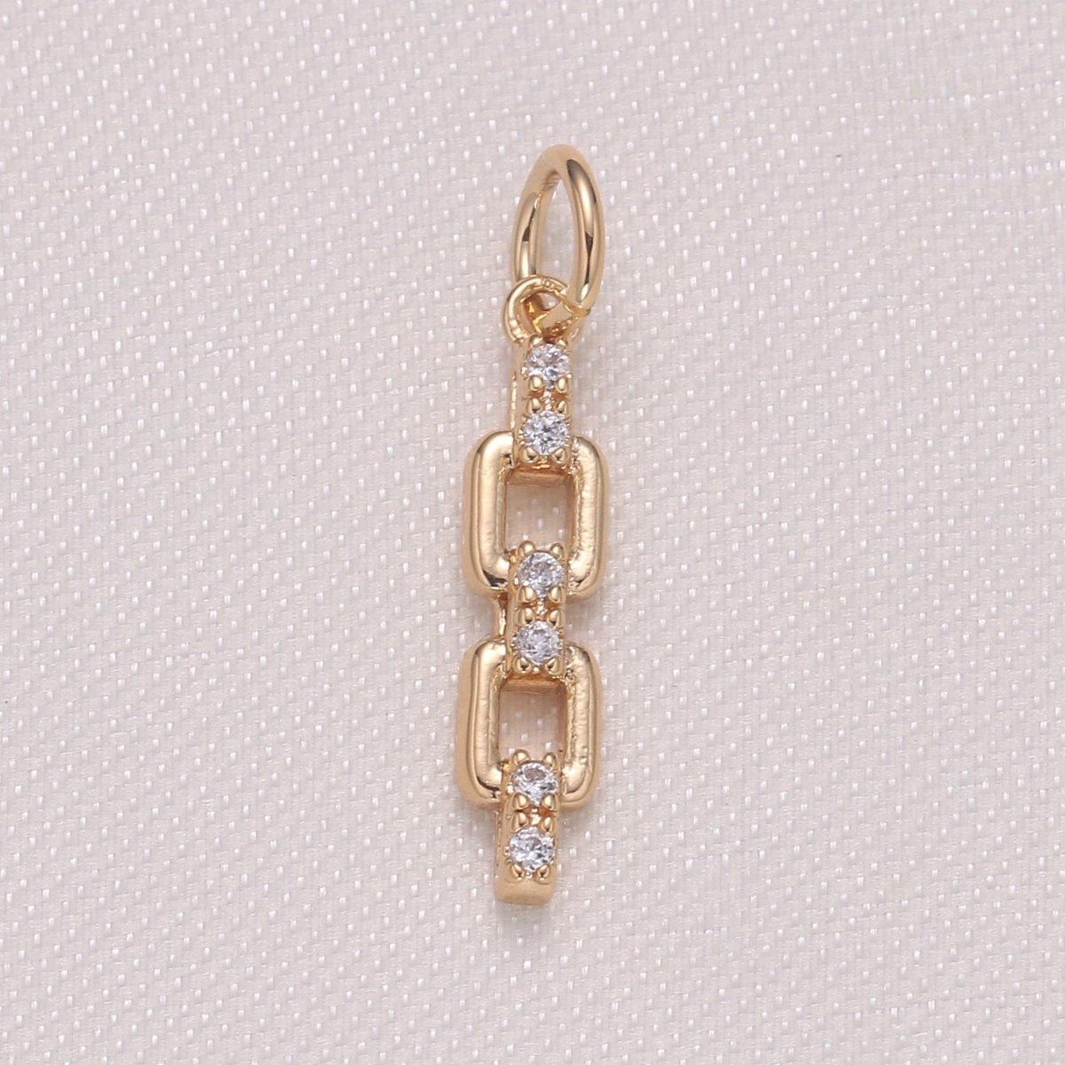 Tiny Golden Connected Chain Model Charm CZ Gold Plated Mini Chain Charm Pendant GP-969-GP-973