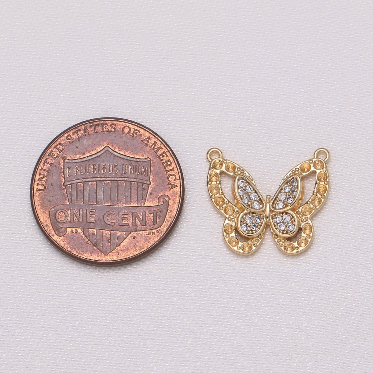 Tiny Golden Crystal Butterfly Connector CZ Mariposa Animal Nature Jewelry Supply Component GP-567 - DLUXCA