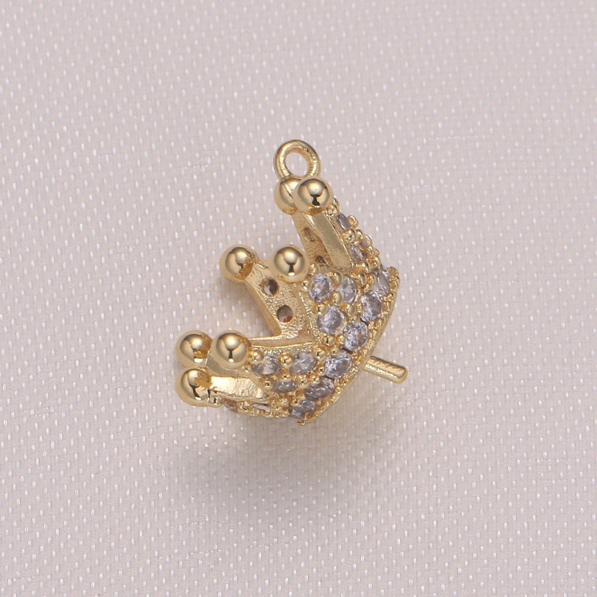 Tiny Golden CZ Crown Charm Dainty Zirconia Throne Charm Pendant GP-937 - DLUXCA