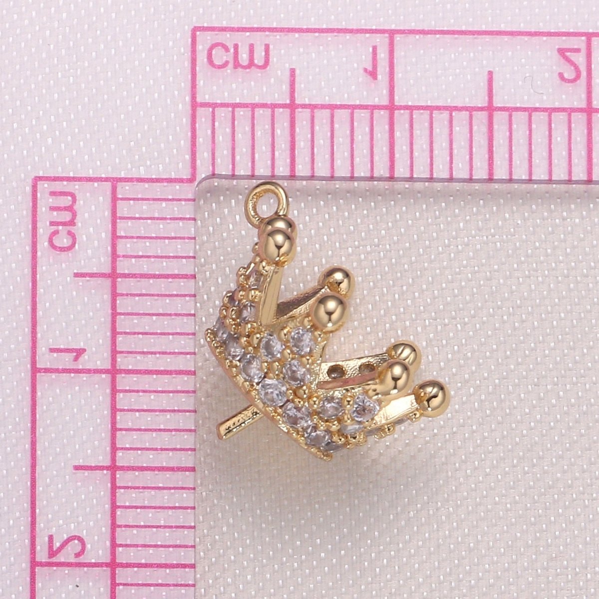 Tiny Golden CZ Crown Charm Dainty Zirconia Throne Charm Pendant GP-937 - DLUXCA