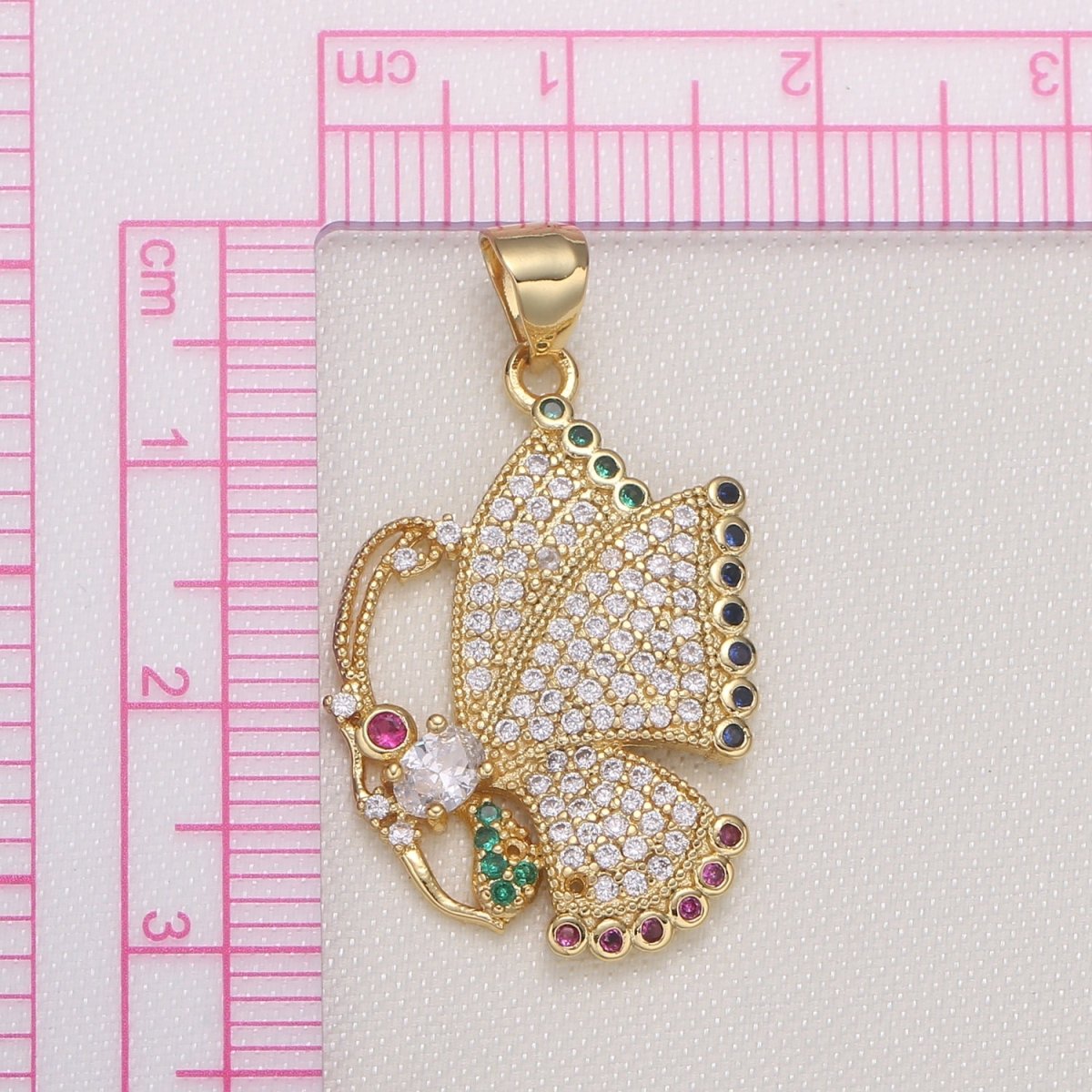 Tiny Golden Multicolor Crystal Butterfly Charm CZ Mariposa Animal Nature Micro Pave Charm Pendant GP-587