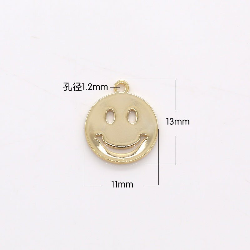 Tiny Golden Smiley Face Charm, Gold Plated Happy Joy Smiling Expression Face Charm Pendant GP-299 - DLUXCA