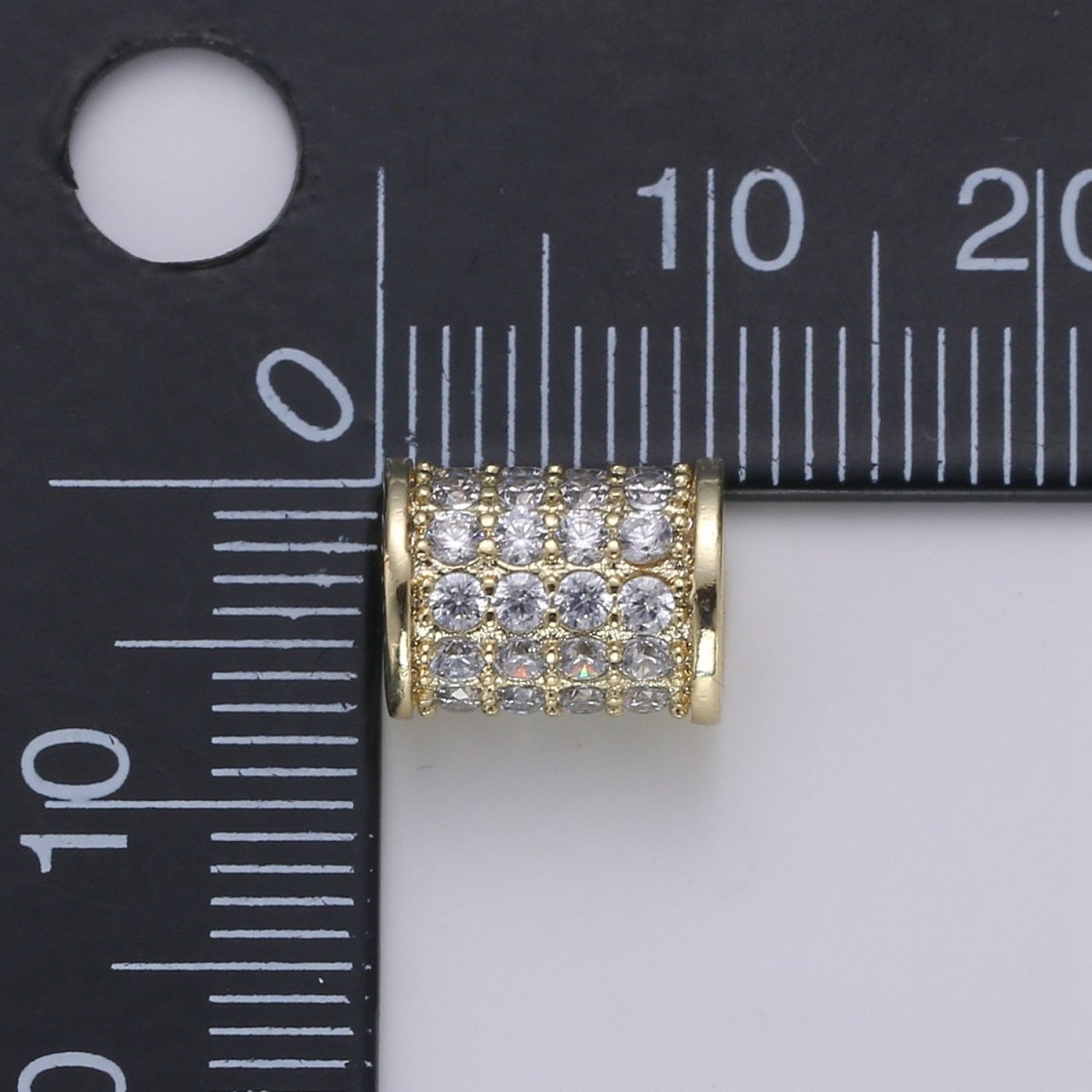 Tiny Golden Tube Beads Roll CZ Gold Filled Geometric Shape Micro Pave Jewelry Making Beads B-359 - DLUXCA