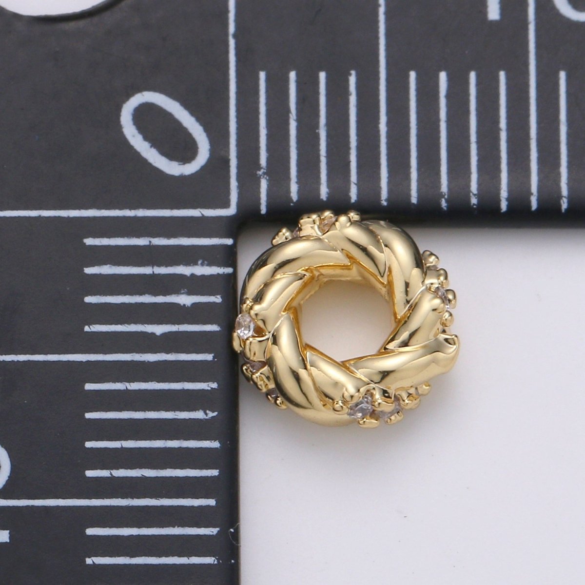 Tiny Gold/Silver Braided Round Circle Beads CZ Gold Filled Geometric Braid Shape Jewelry Making Beads B-326