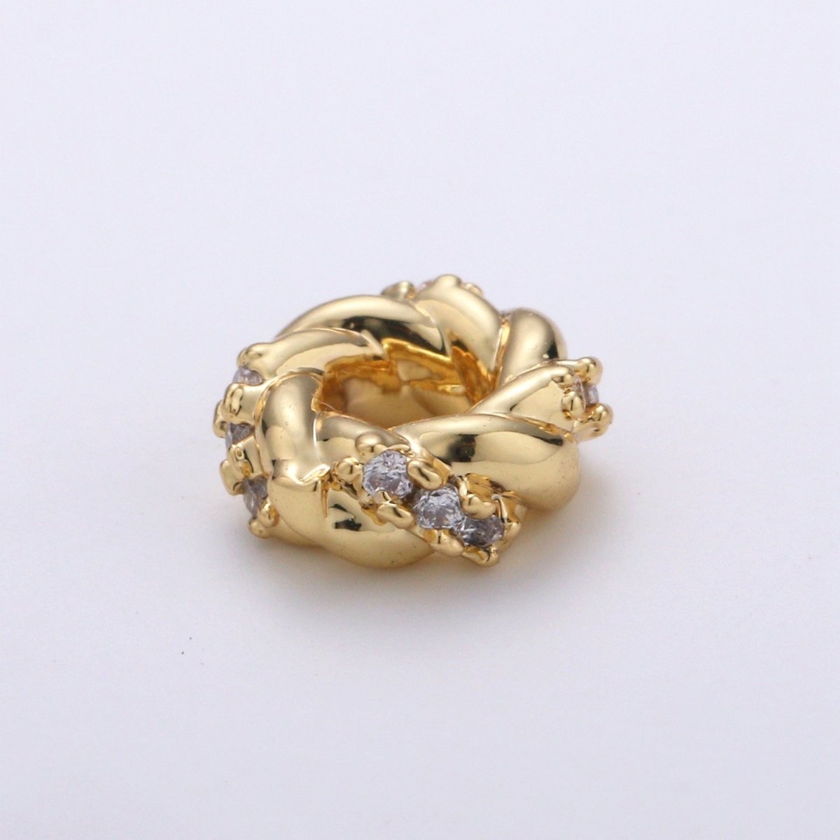 Tiny Gold/Silver Braided Round Circle Beads CZ Gold Filled Geometric Braid Shape Jewelry Making Beads B-326