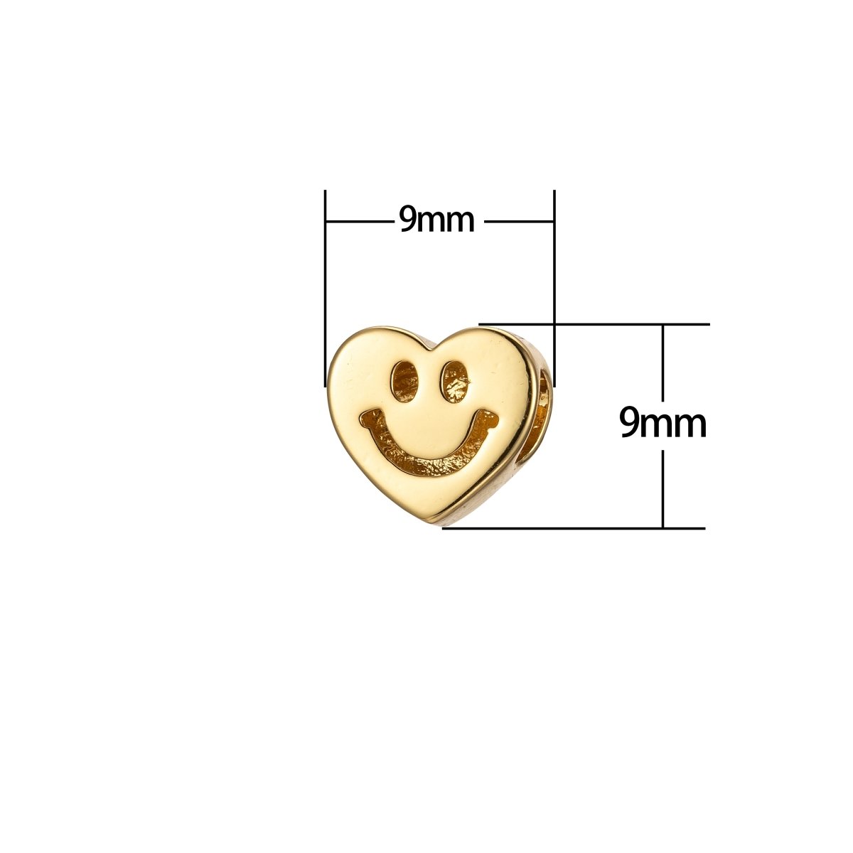 Tiny Heart Beads, Gold Smiley Face Heart Spacer Beads Happy Face Jewelry B-530