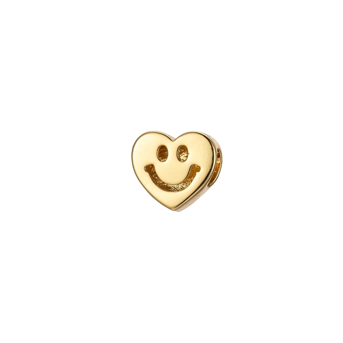 Tiny Heart Beads, Gold Smiley Face Heart Spacer Beads Happy Face Jewelry B-530