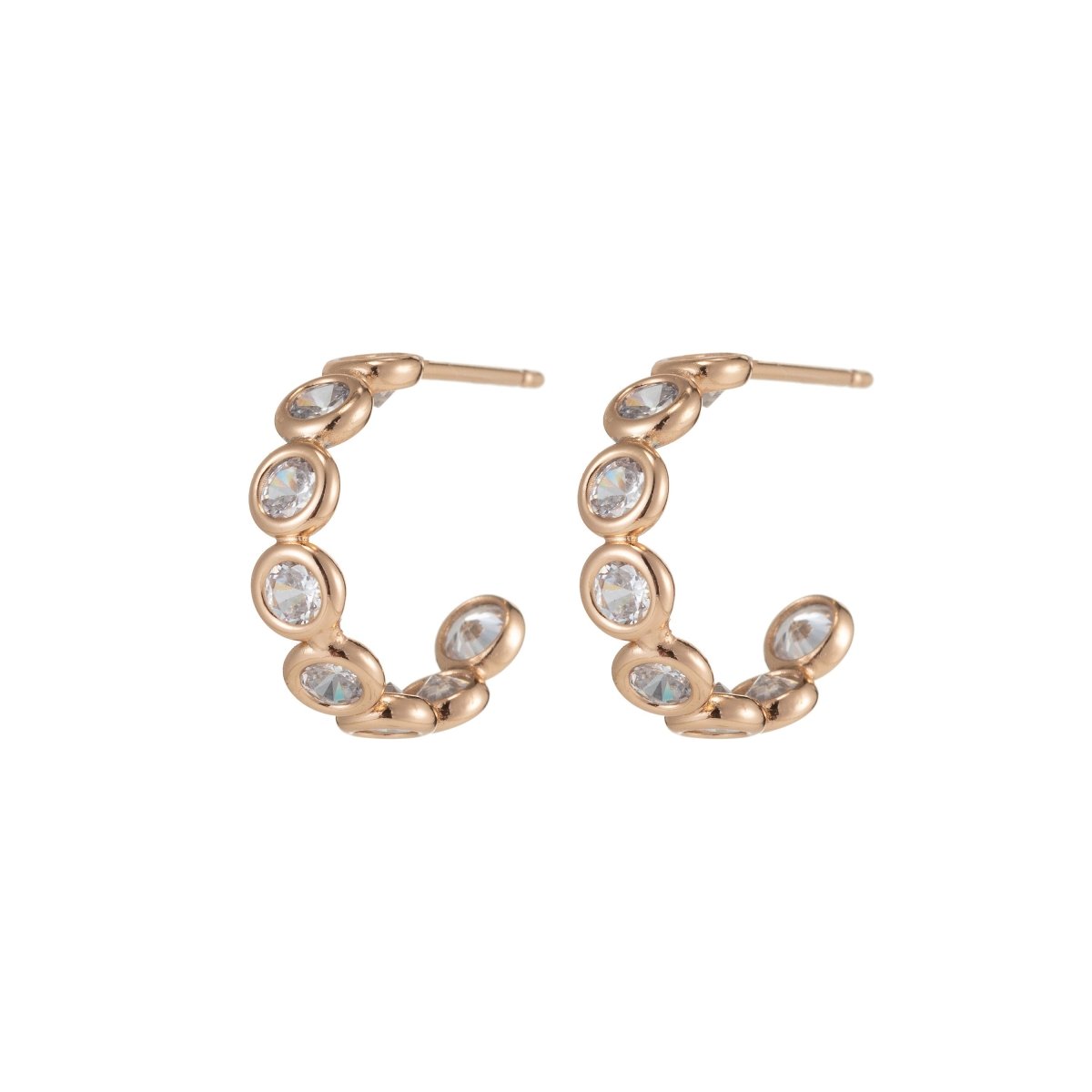 Tiny hoops, dainty hoops, small hoop earrings, minimal hoop earrings, Clear Cubic earrings, huggie hoops, minimalist earrings, delicate hoop Q-061 - DLUXCA