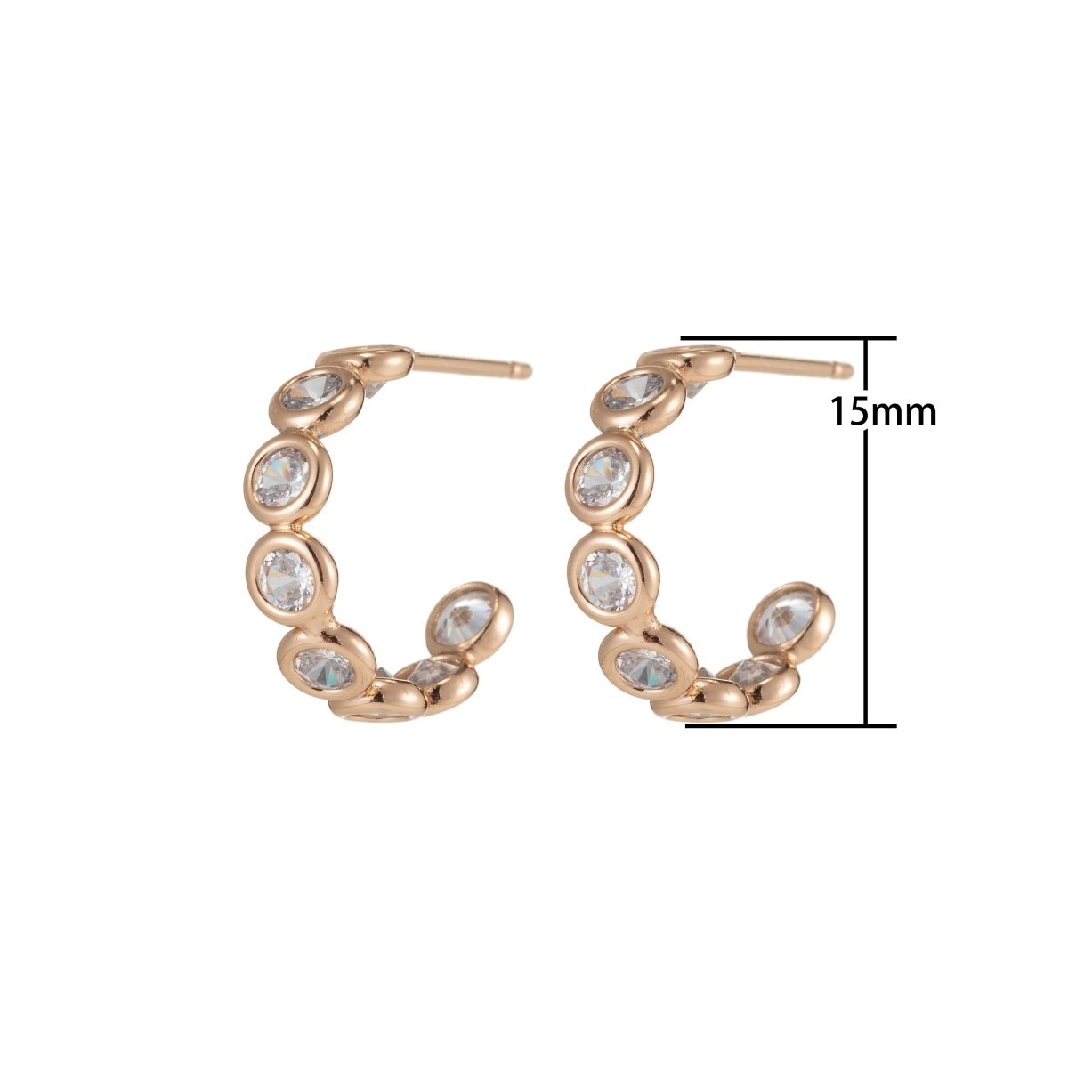 Tiny hoops, dainty hoops, small hoop earrings, minimal hoop earrings, Clear Cubic earrings, huggie hoops, minimalist earrings, delicate hoop Q-061 - DLUXCA