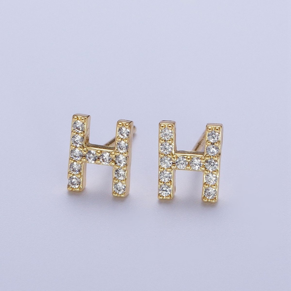 Tiny Initial Earring, Letter Stud Earrings, Initials Earrings, Diamond CZ Initial Earrings, Letter Studs Dainty Earring | AE-1056~AE-1081