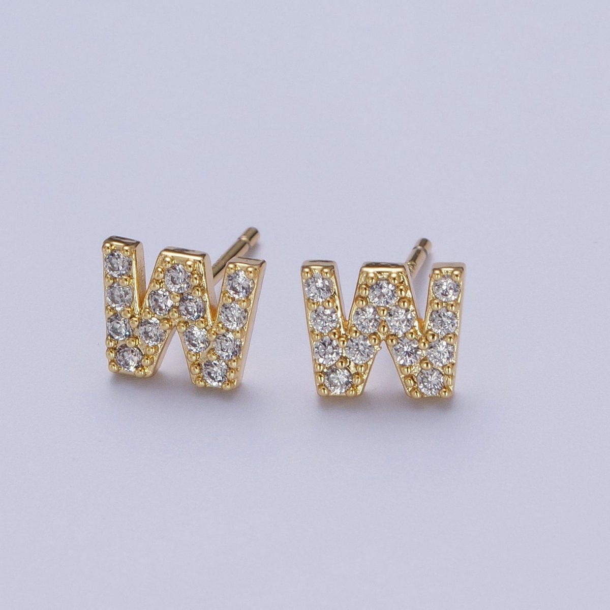 Tiny Initial Earring, Letter Stud Earrings, Initials Earrings, Diamond CZ Initial Earrings, Letter Studs Dainty Earring | AE-1056~AE-1081