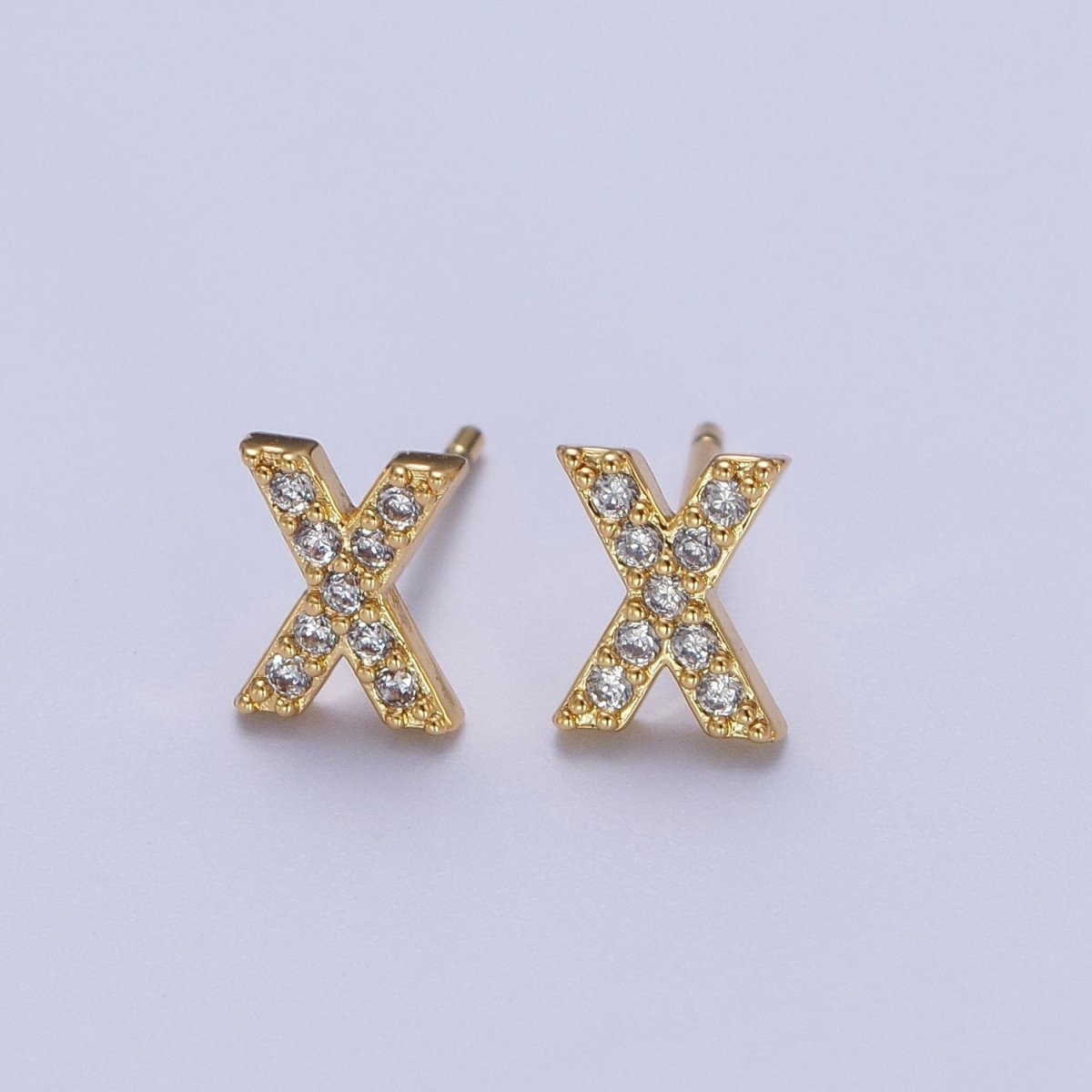 Tiny Initial Earring, Letter Stud Earrings, Initials Earrings, Diamond CZ Initial Earrings, Letter Studs Dainty Earring | AE-1056~AE-1081