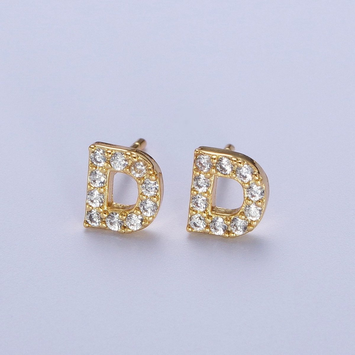 Tiny Initial Earring, Letter Stud Earrings, Initials Earrings, Diamond CZ Initial Earrings, Letter Studs Dainty Earring | AE-1056~AE-1081