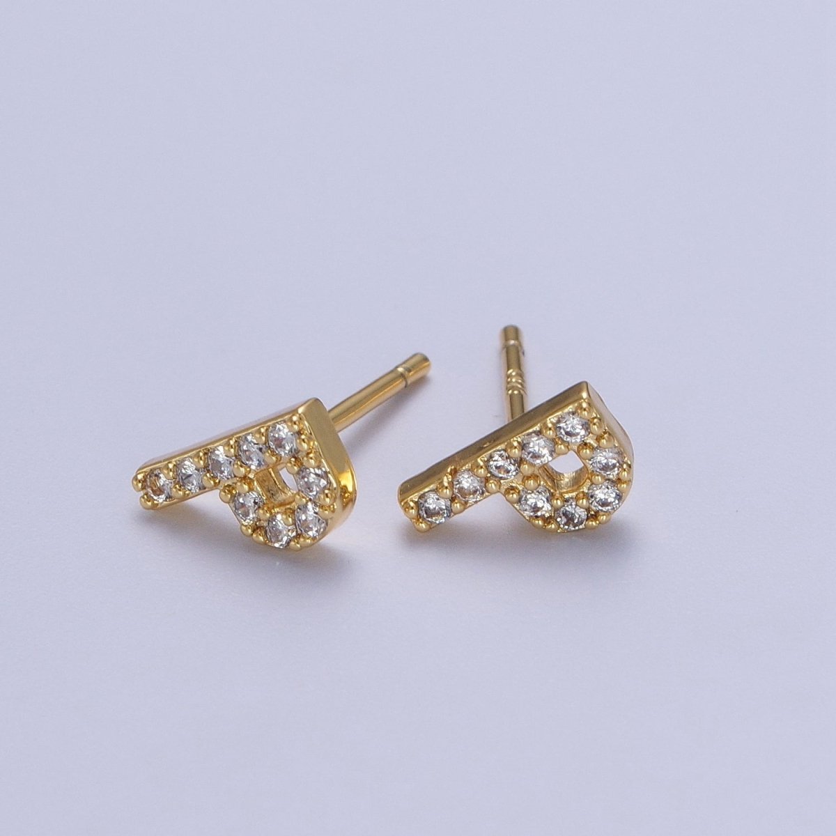 Tiny Initial Earring, Letter Stud Earrings, Initials Earrings, Diamond CZ Initial Earrings, Letter Studs Dainty Earring | AE-1056~AE-1081
