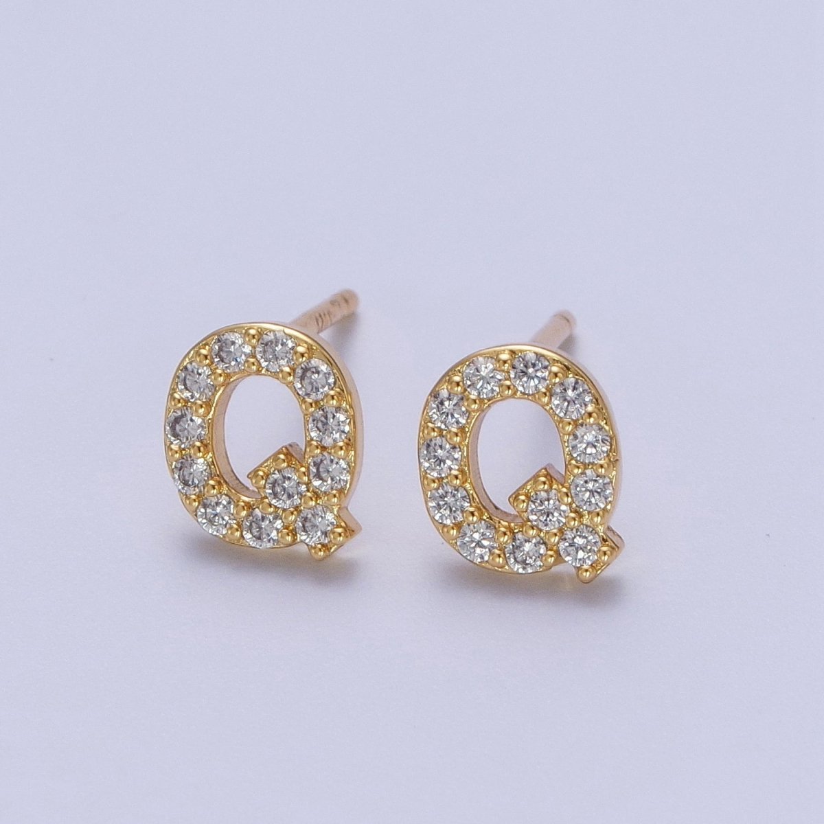 Tiny Initial Earring, Letter Stud Earrings, Initials Earrings, Diamond CZ Initial Earrings, Letter Studs Dainty Earring | AE-1056~AE-1081