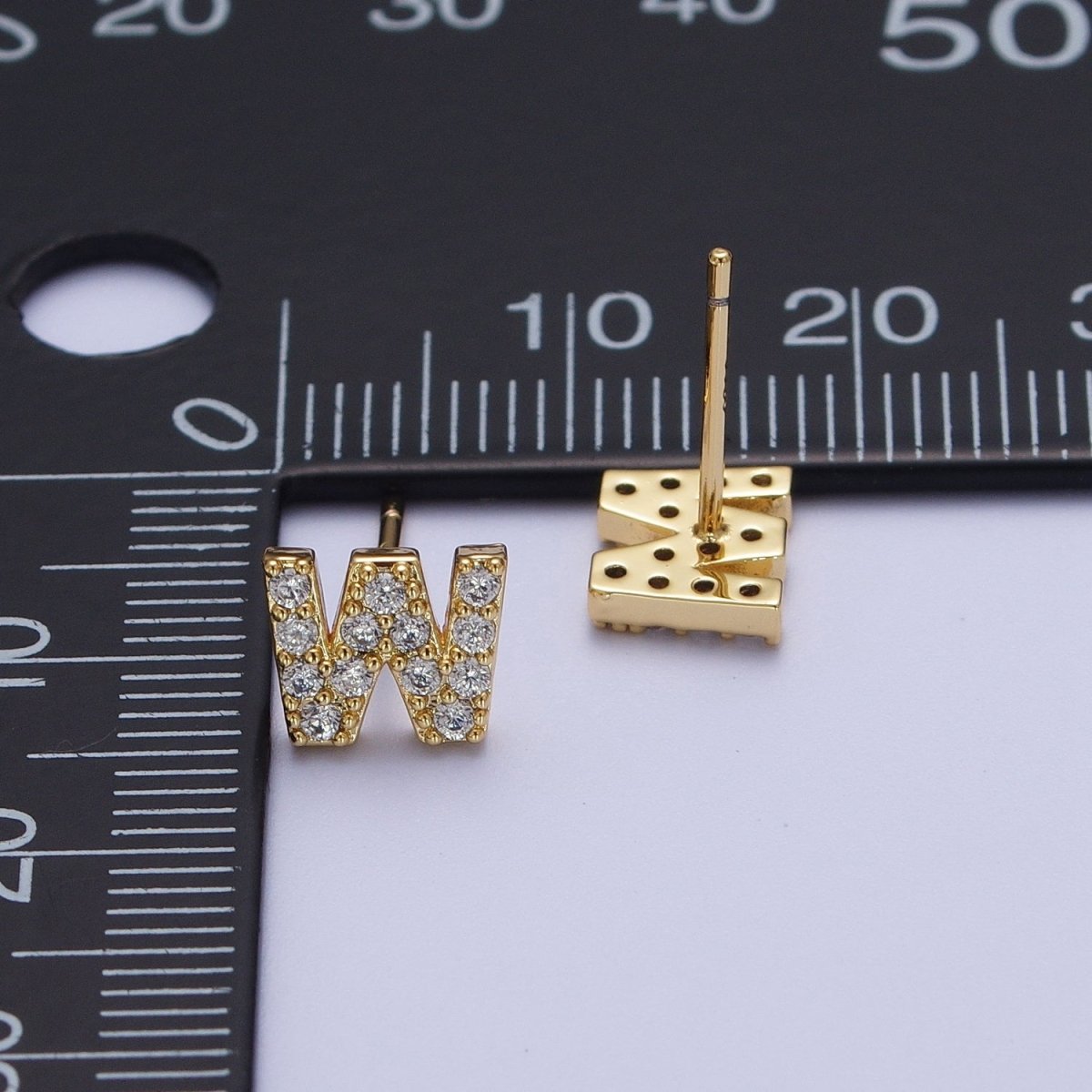 Tiny Initial Earring, Letter Stud Earrings, Initials Earrings, Diamond CZ Initial Earrings, Letter Studs Dainty Earring | AE-1056~AE-1081