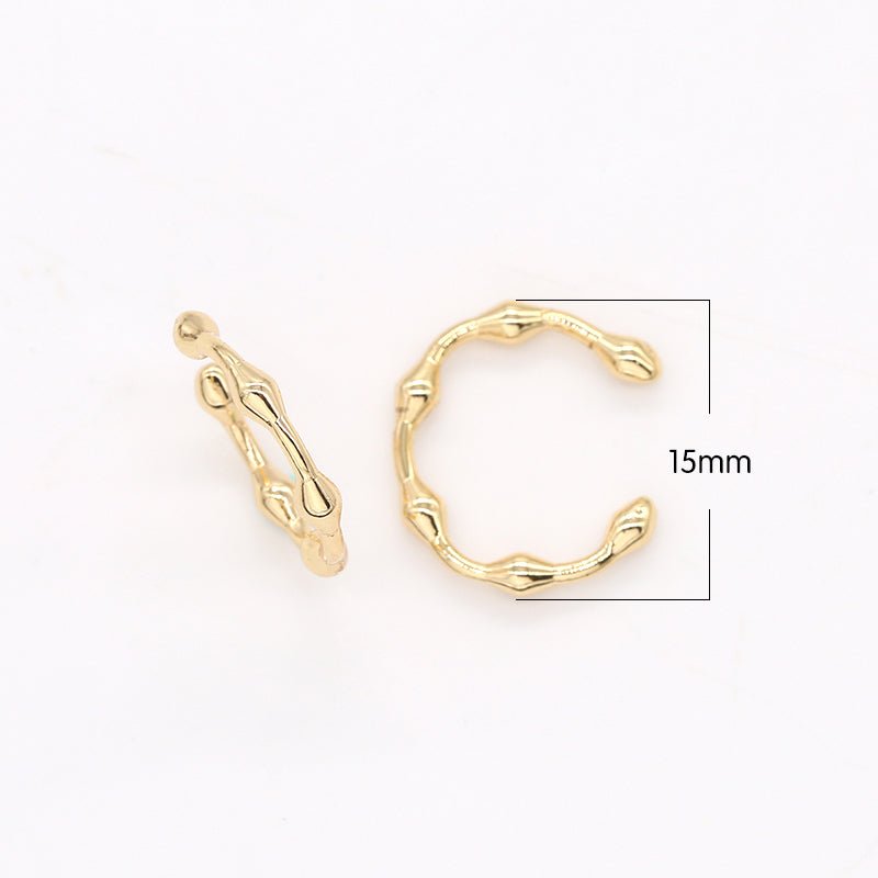 OS Tiny Linked Skeleton Golden Earcuff, Gold Plated Bone Anatomic Earring Jewelry GP-824