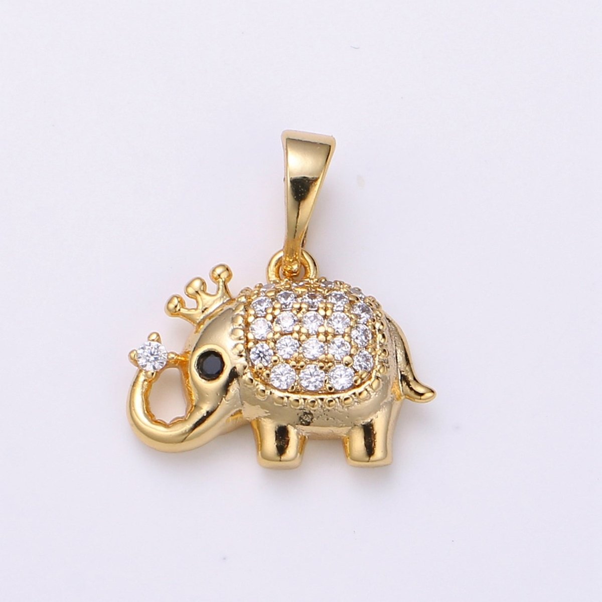 Tiny Micro Pave Elephant Charms 24k Gold Filled Micro Pave CZ Elephant for Wild Animal Inspired Jewelry Charm J-237