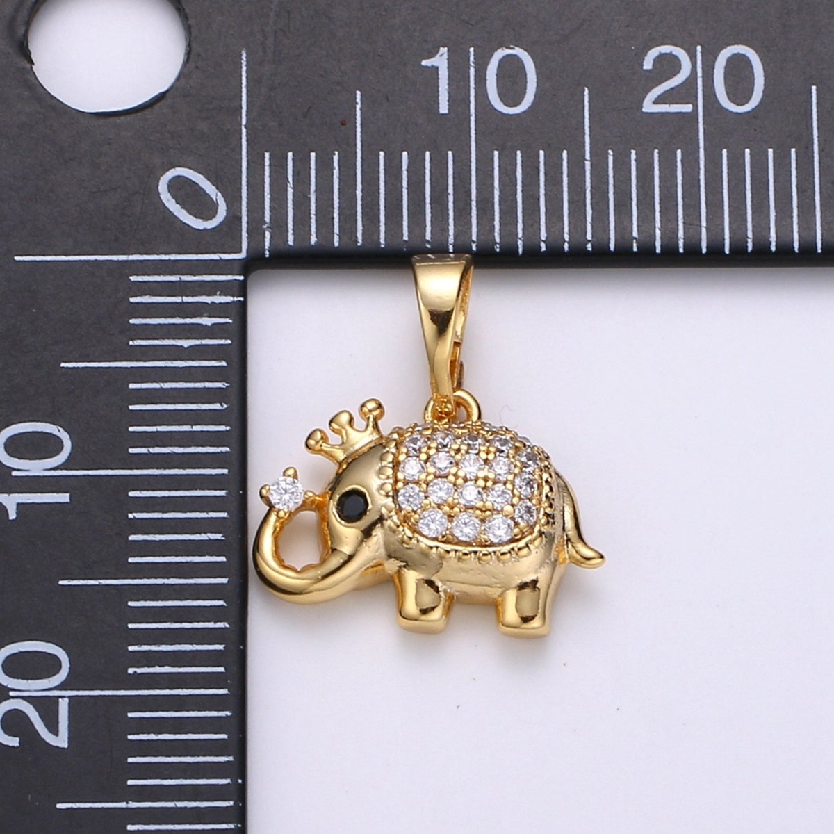 Tiny Micro Pave Elephant Charms 24k Gold Filled Micro Pave CZ Elephant for Wild Animal Inspired Jewelry Charm J-237
