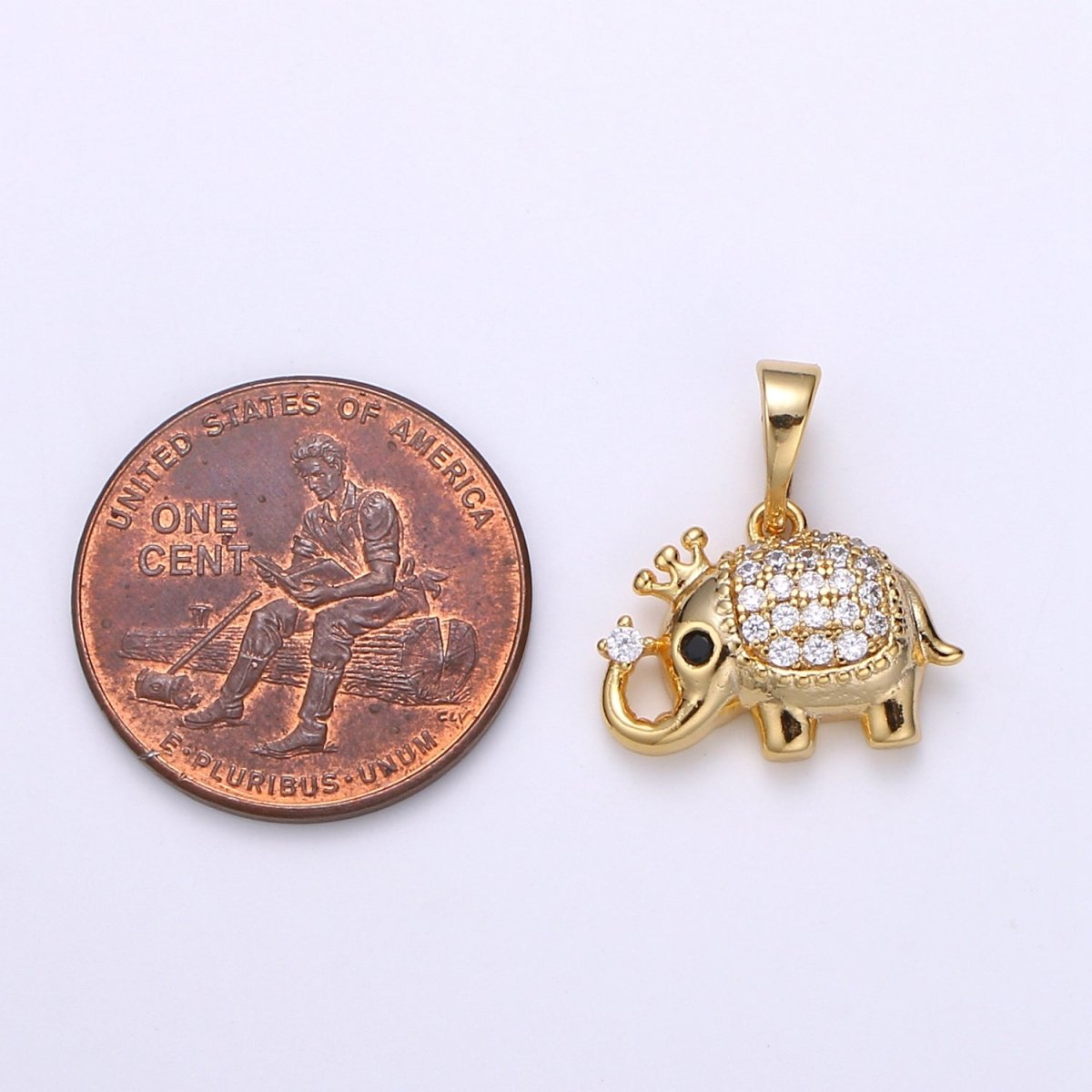 Tiny Micro Pave Elephant Charms 24k Gold Filled Micro Pave CZ Elephant for Wild Animal Inspired Jewelry Charm J-237