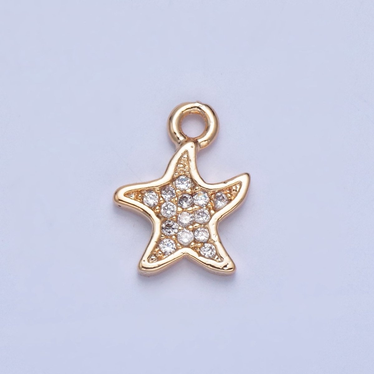 Tiny Micro Pave Star Charm, Gold North Star Starfish Charm For Jewelry Making | X-030 - DLUXCA