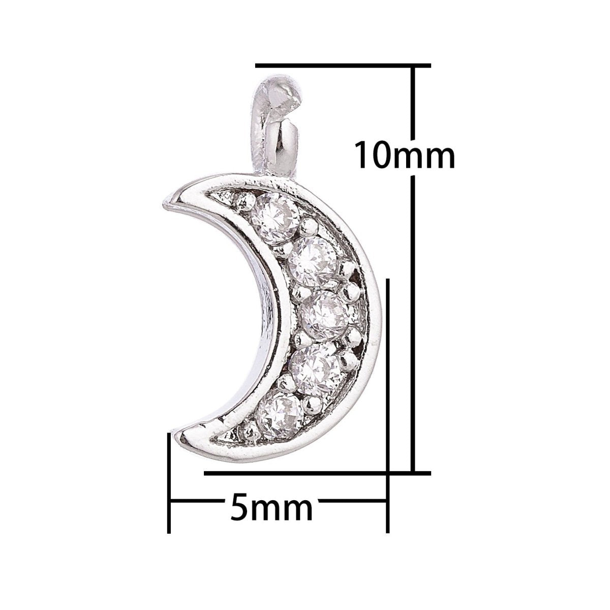 Tiny Mini Crescent Moon Charm Pendant 18K Gold Filled / White Gold C-017
