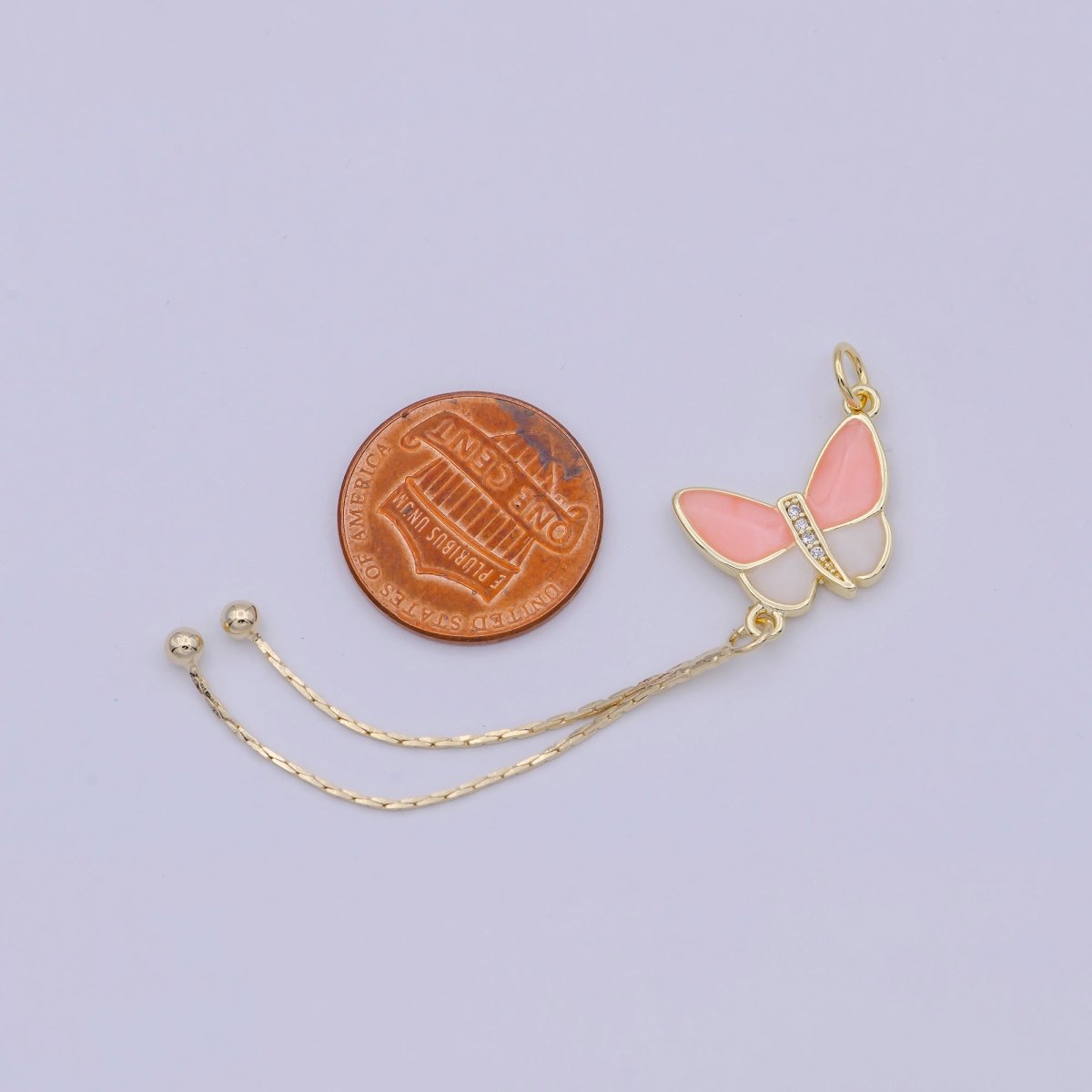 Tiny Pink butterfly charm for Necklace Earring Jewelry supplies, Earring makings, Animal charm W-184 - DLUXCA