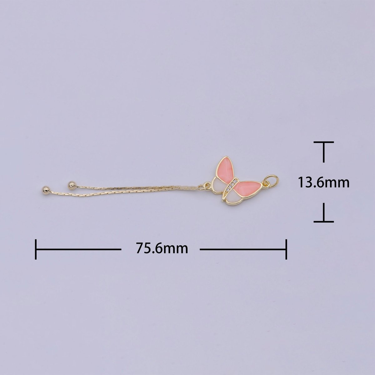 Tiny Pink butterfly charm for Necklace Earring Jewelry supplies, Earring makings, Animal charm W-184 - DLUXCA