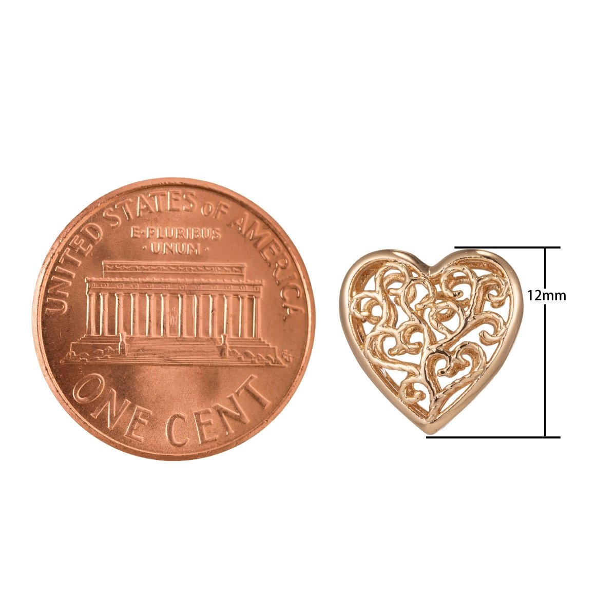 Tiny Pure Gold Heart Beads, Mini Plain Gold Filled Loving Heart Jewelry Making Beads B-349 - DLUXCA