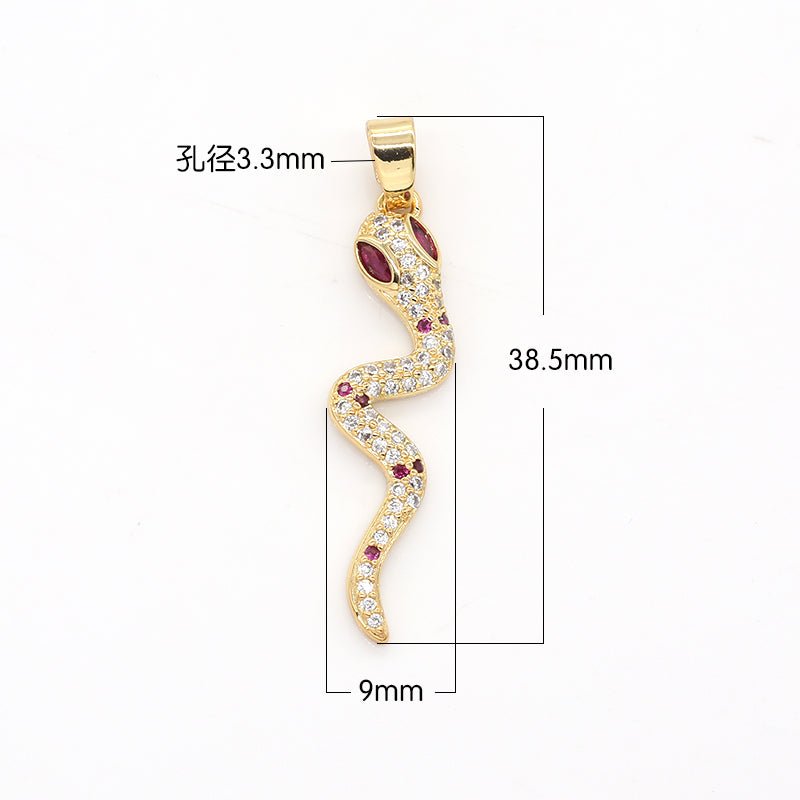 Tiny Purple Crystal Golden Baby Snake Worm CZ Reptile Animal Nature Micro Pave Charm Pendant GP-501 - DLUXCA