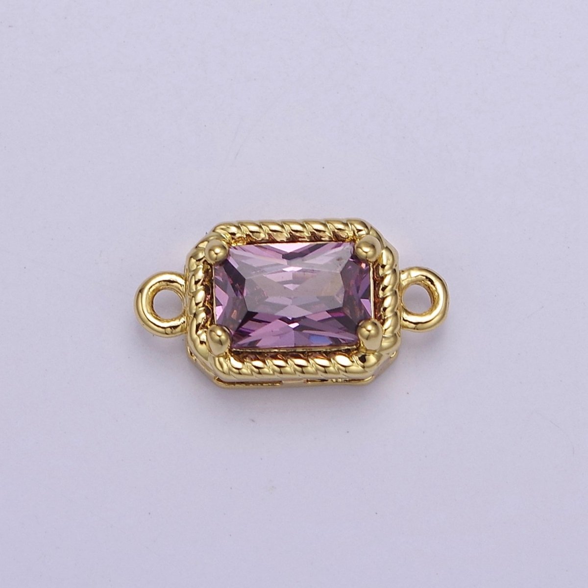 Tiny Rectangle CZ Connector Charm - For Necklace, Bracelet, Earrings - Shiny Gold Connector for DIY Jewelry making - Craft Supplies F-096 F-102 F-110 F-111 F-112