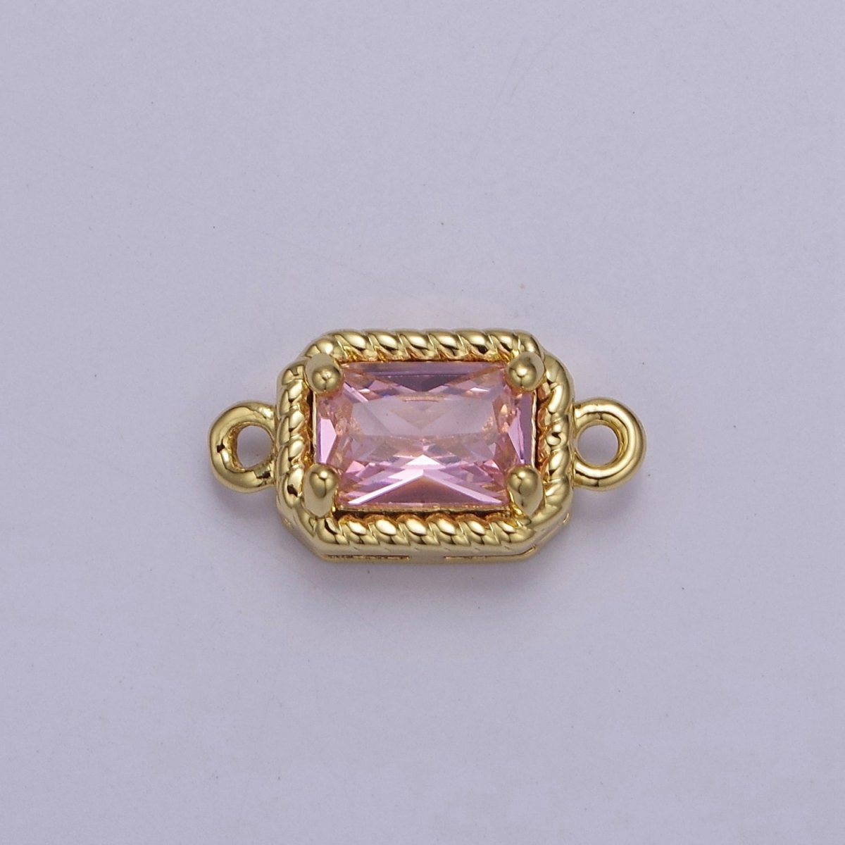 Tiny Rectangle CZ Connector Charm - For Necklace, Bracelet, Earrings - Shiny Gold Connector for DIY Jewelry making - Craft Supplies F-096 F-102 F-110 F-111 F-112