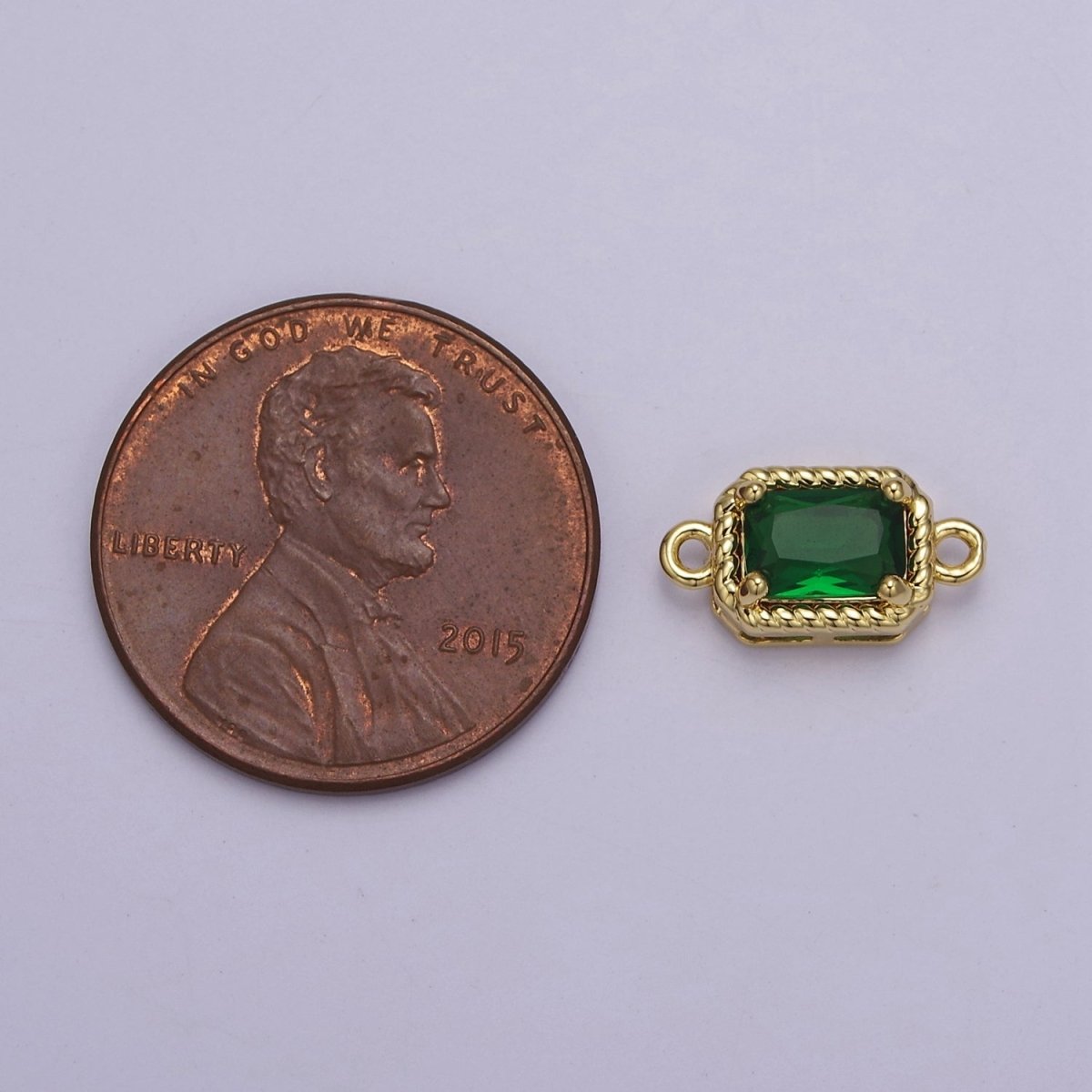 Tiny Rectangle CZ Connector Charm - For Necklace, Bracelet, Earrings - Shiny Gold Connector for DIY Jewelry making - Craft Supplies F-096 F-102 F-110 F-111 F-112