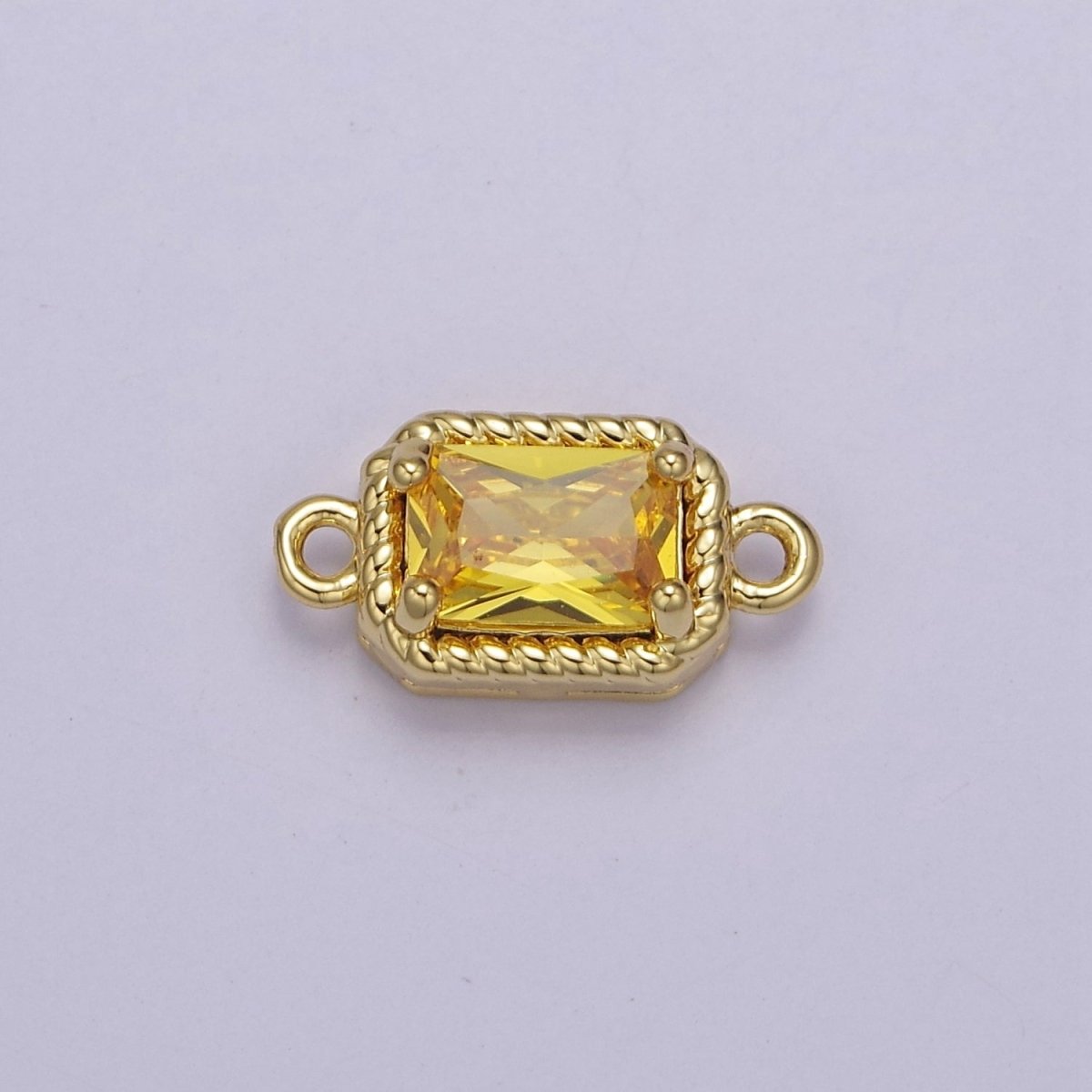 Tiny Rectangle CZ Connector Charm - For Necklace, Bracelet, Earrings - Shiny Gold Connector for DIY Jewelry making - Craft Supplies F-096 F-102 F-110 F-111 F-112