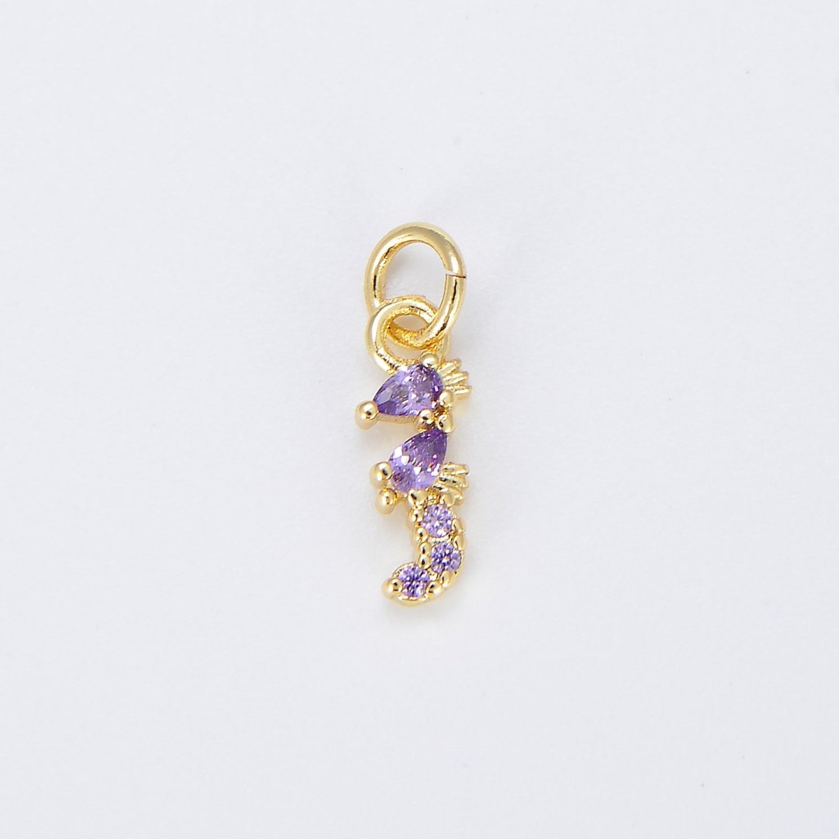 Tiny Sea Horse Charm Dainty Seahorse Pendant 14kt Gold Filled Charm Animal Charm Cubic Purple Under the sea Inspired E-876