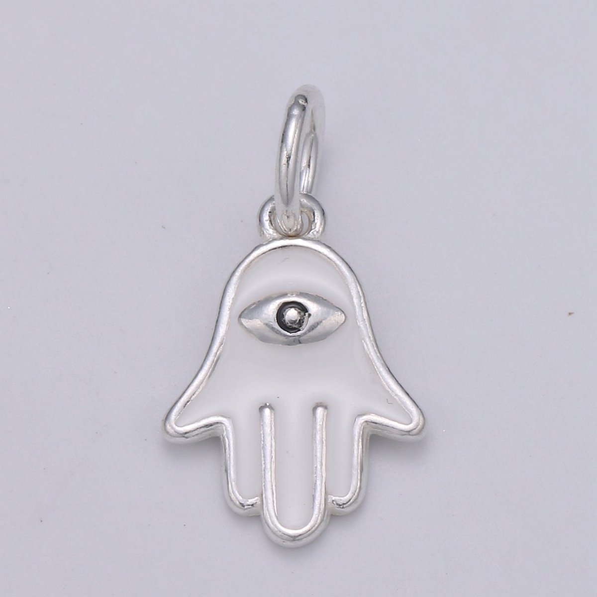 Tiny Silver Hamsa Hand Charm - 925 sterling silver, small fatima Amulet lucky protection hand pendant wholesale supply for Bracelet Necklace SL-031 SL-032