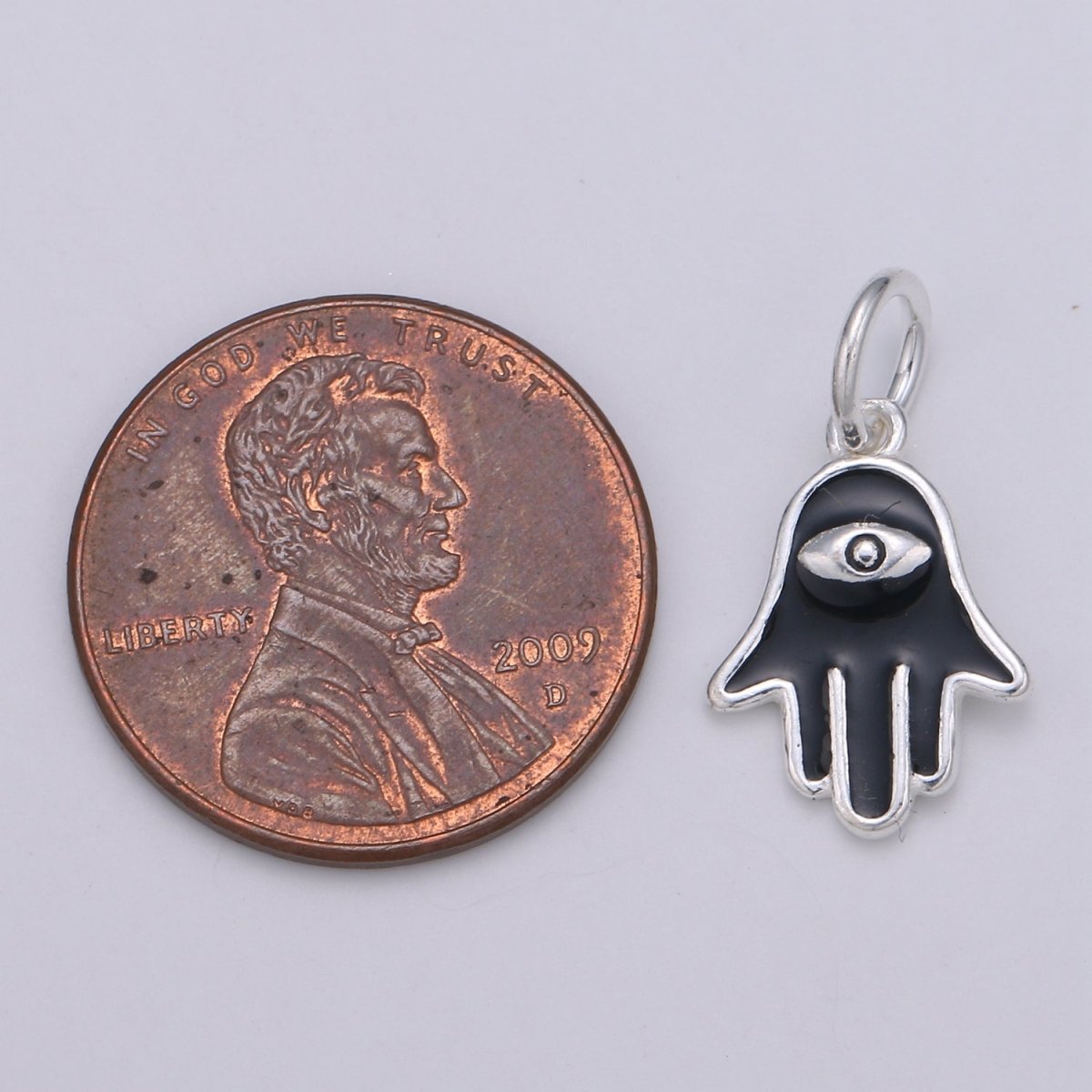Tiny Silver Hamsa Hand Charm - 925 sterling silver, small fatima Amulet lucky protection hand pendant wholesale supply for Bracelet Necklace SL-031 SL-032