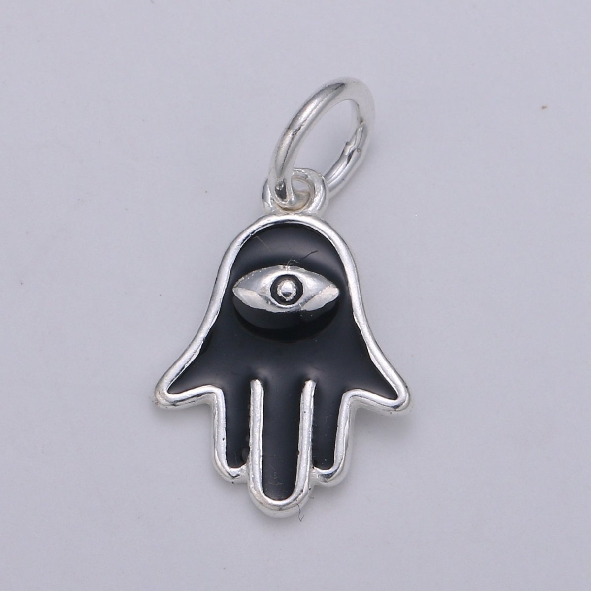 Tiny Silver Hamsa Hand Charm - 925 sterling silver, small fatima Amulet lucky protection hand pendant wholesale supply for Bracelet Necklace SL-031 SL-032