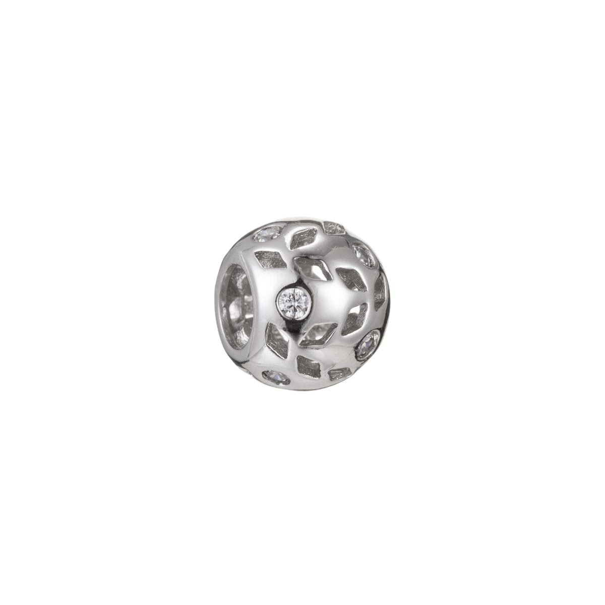 Tiny Silver Ornamented Beads Ball CZ Mini Gold Filled Silver Geometric Shape Jewelry Making Beads Supply B-258 - DLUXCA