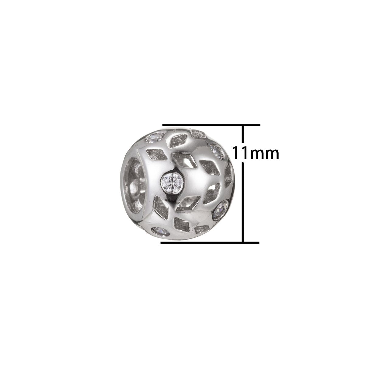 Tiny Silver Ornamented Beads Ball CZ Mini Gold Filled Silver Geometric Shape Jewelry Making Beads Supply B-258 - DLUXCA