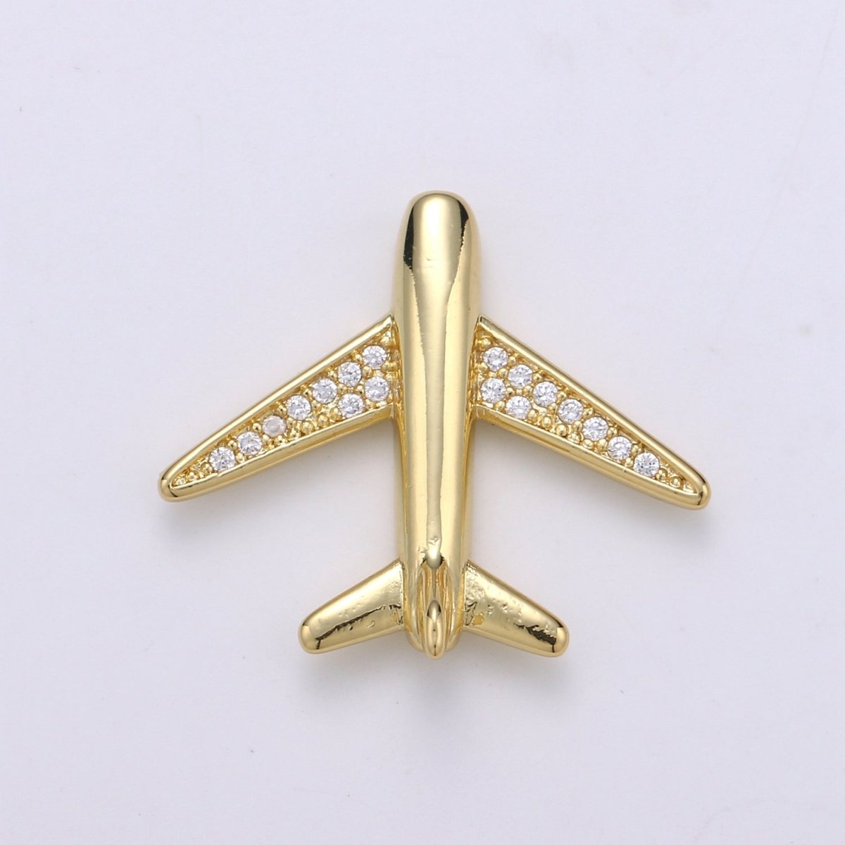 Tiny Simple Golden Plane Beads CZ Crystal Wings Plain Gold Filled Airlines Transport Accessories/Jewelry Making Beads B393