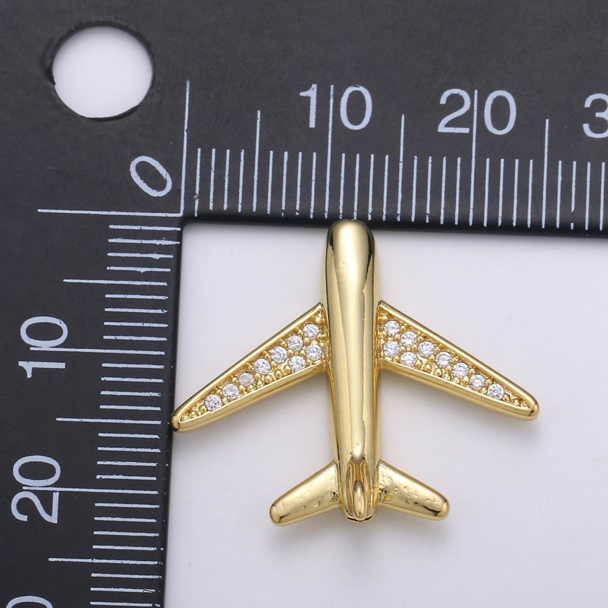 Tiny Simple Golden Plane Beads CZ Crystal Wings Plain Gold Filled Airlines Transport Accessories/Jewelry Making Beads B393