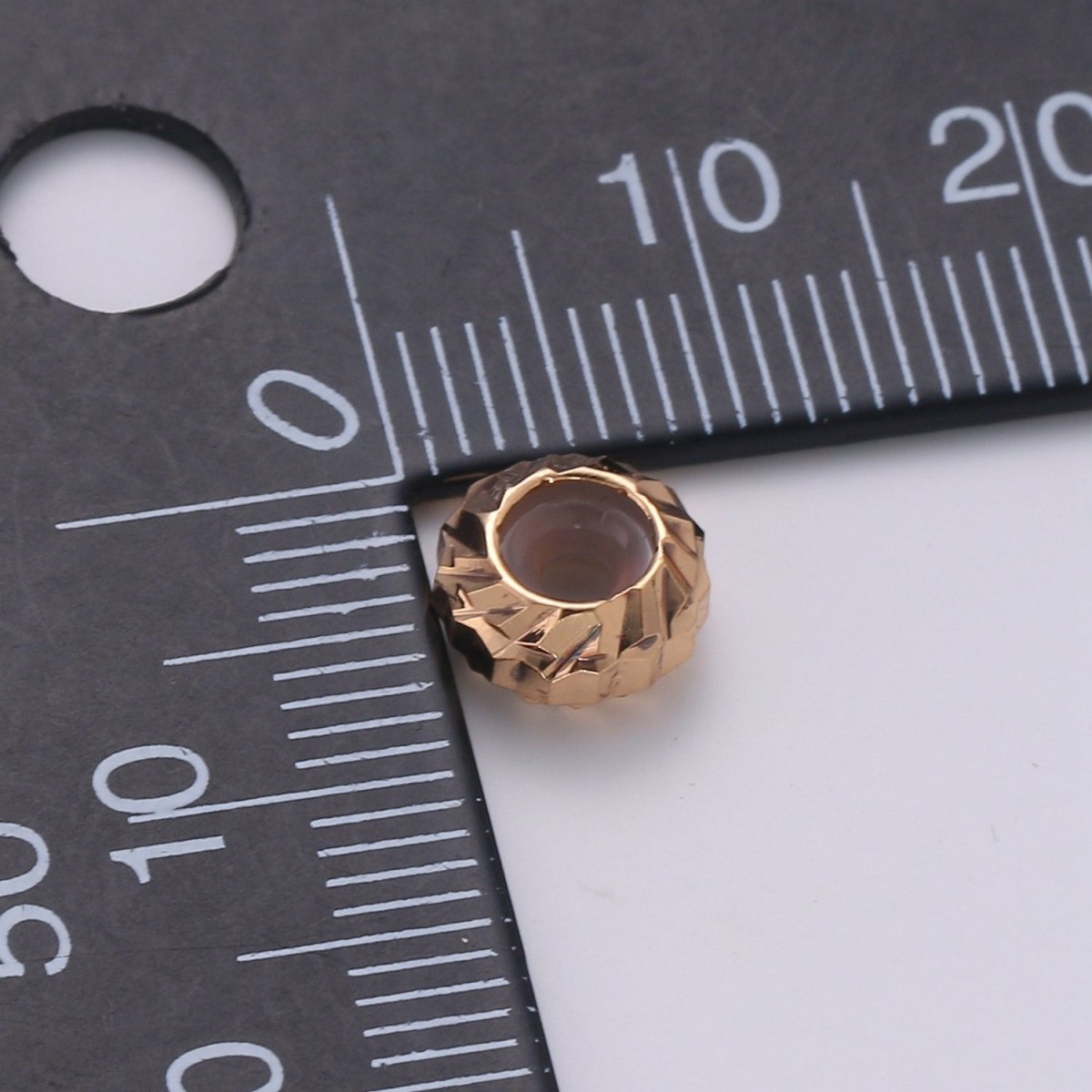 Tiny Simple Golden Round Ring Beads, Mini Plain Gold Filled Geometric Shape Beads B372 - DLUXCA